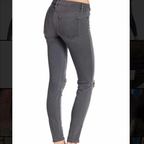 FRAME Le Skinny de Jeanne Satine Distressed Jeans 26 Grey - Picture 2 of 11